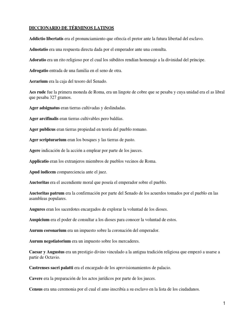 Terminos en Latin de Derecho Romano