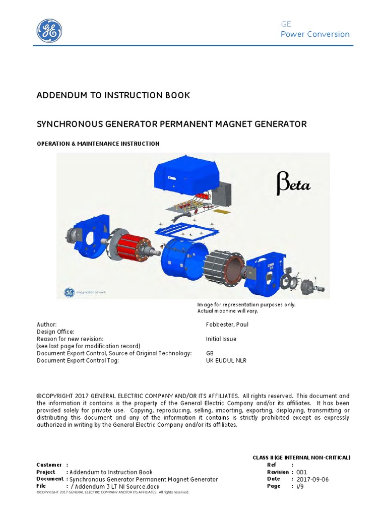 Addendum 3 LT NI Rev1 PDF | PDF | Electric Generator | Electric Motor