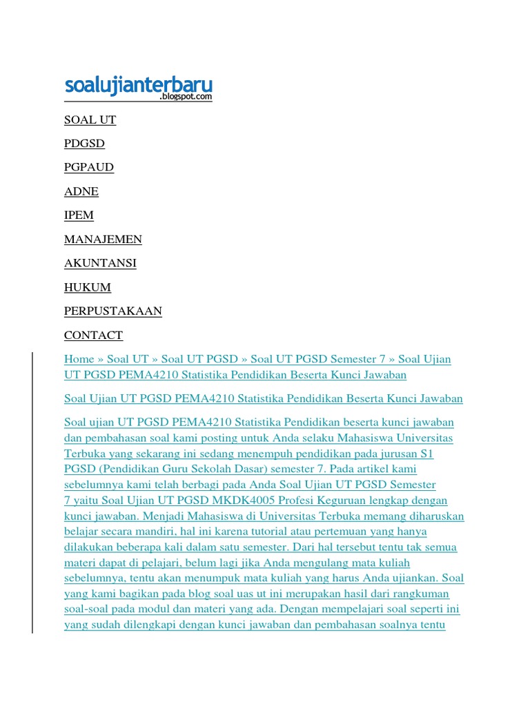 Soal Ut | PDF | Metode & Bahan Ajar