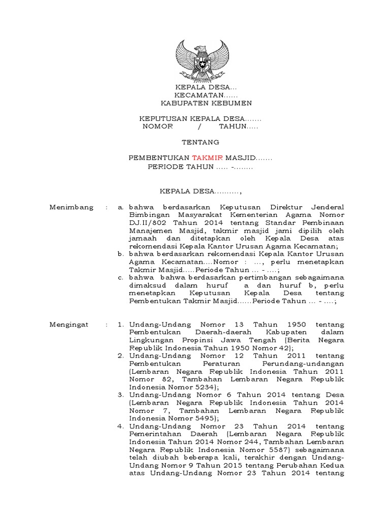 Bag Kesra.kebumenkab.go.Id.010817 Contoh Sk Kades Tentang