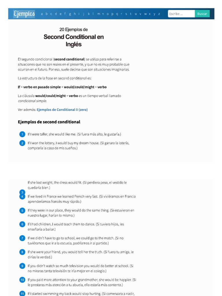 Ejemplos de Segundo Condicional Ingles IV P136SFP C19A SLS