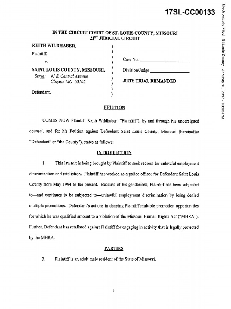 Keith Wildhaber 2017 Lawsuit | PDF
