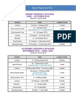 Academic Sessions 2019-2020