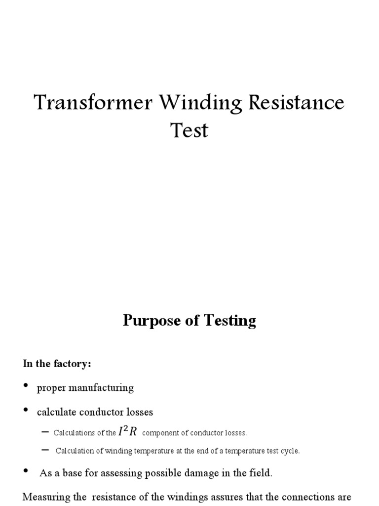 Transformer Winding Resistance Testing Guide | PDF | Transformer ...