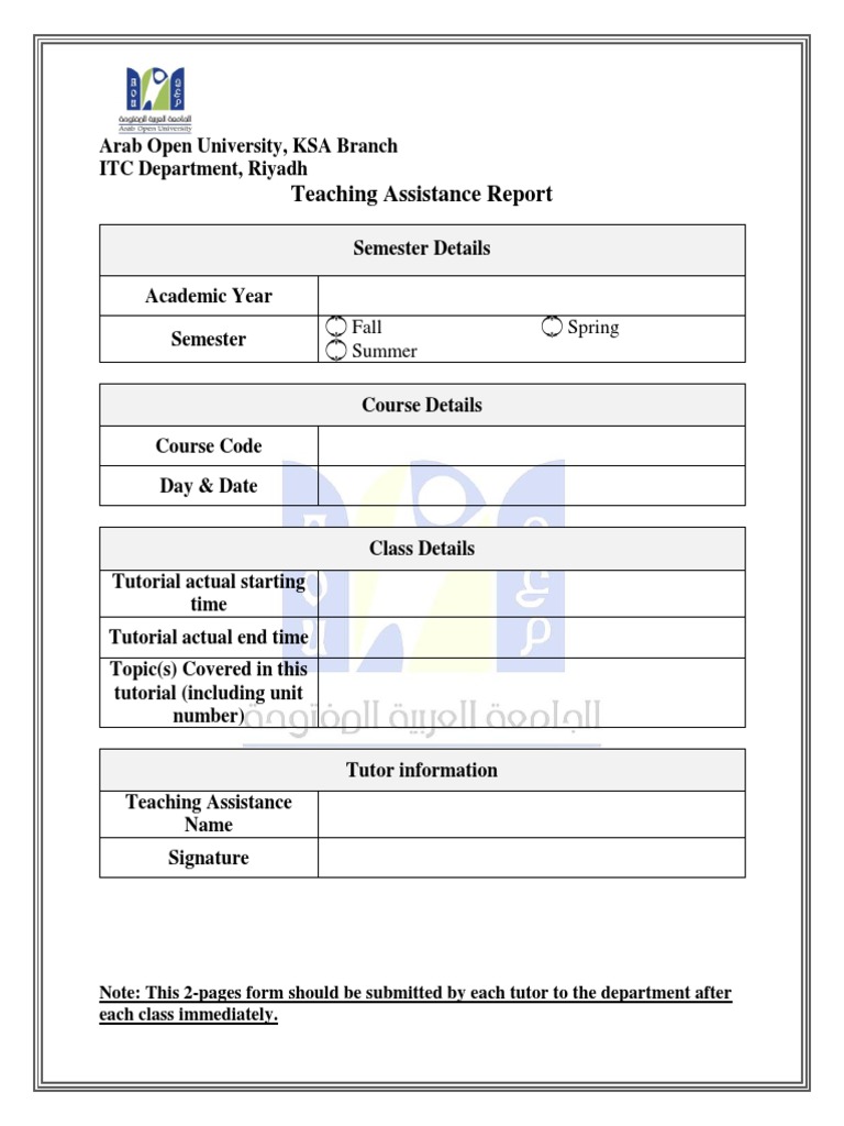 Teaching Assitance Attendance Form | PDF