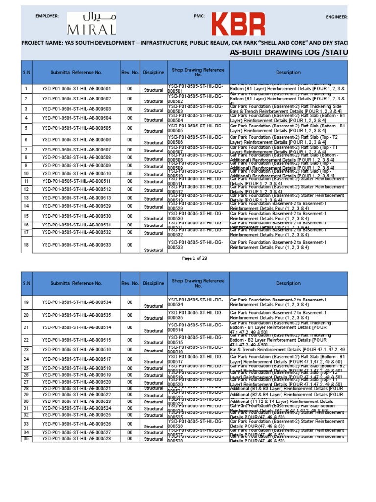 As Built Drawing Register PDF Architectural Design Architecture