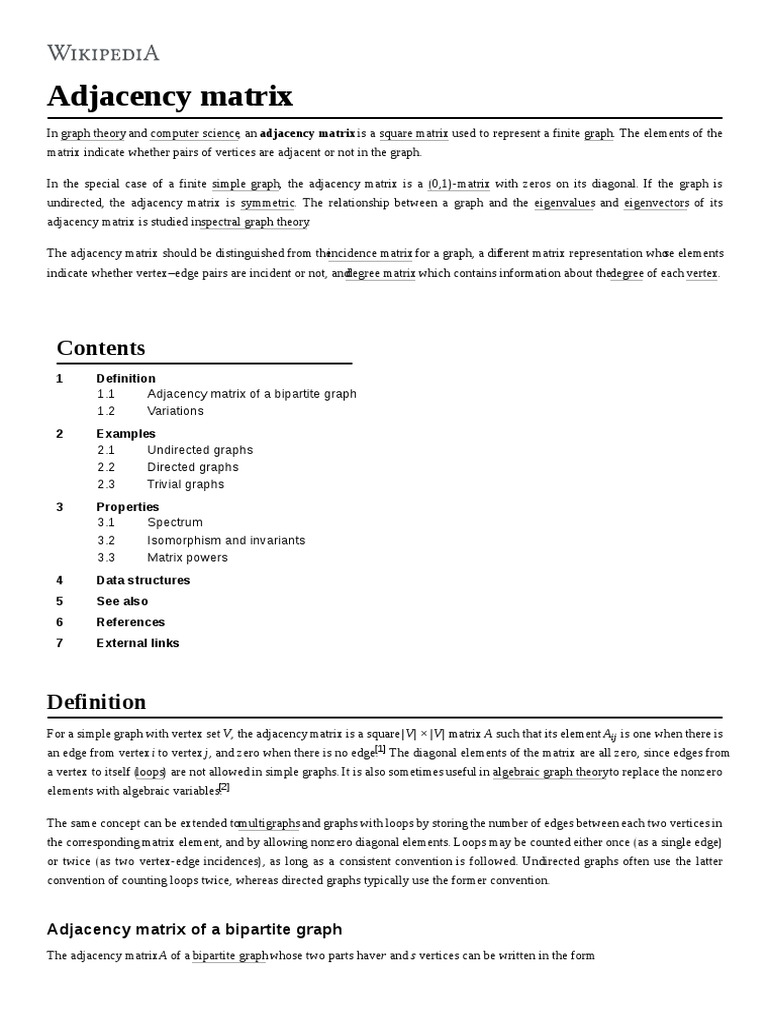 Adjacency Matrix | PDF | Eigenvalues And Eigenvectors | Functions And ...