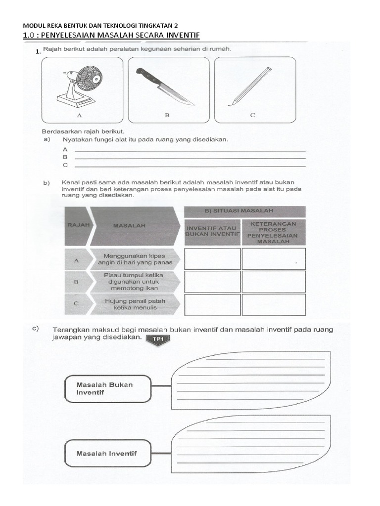 Latihan Reka Bentuk Dan Teknologi Tingkatan 1 Bab 1  Miani