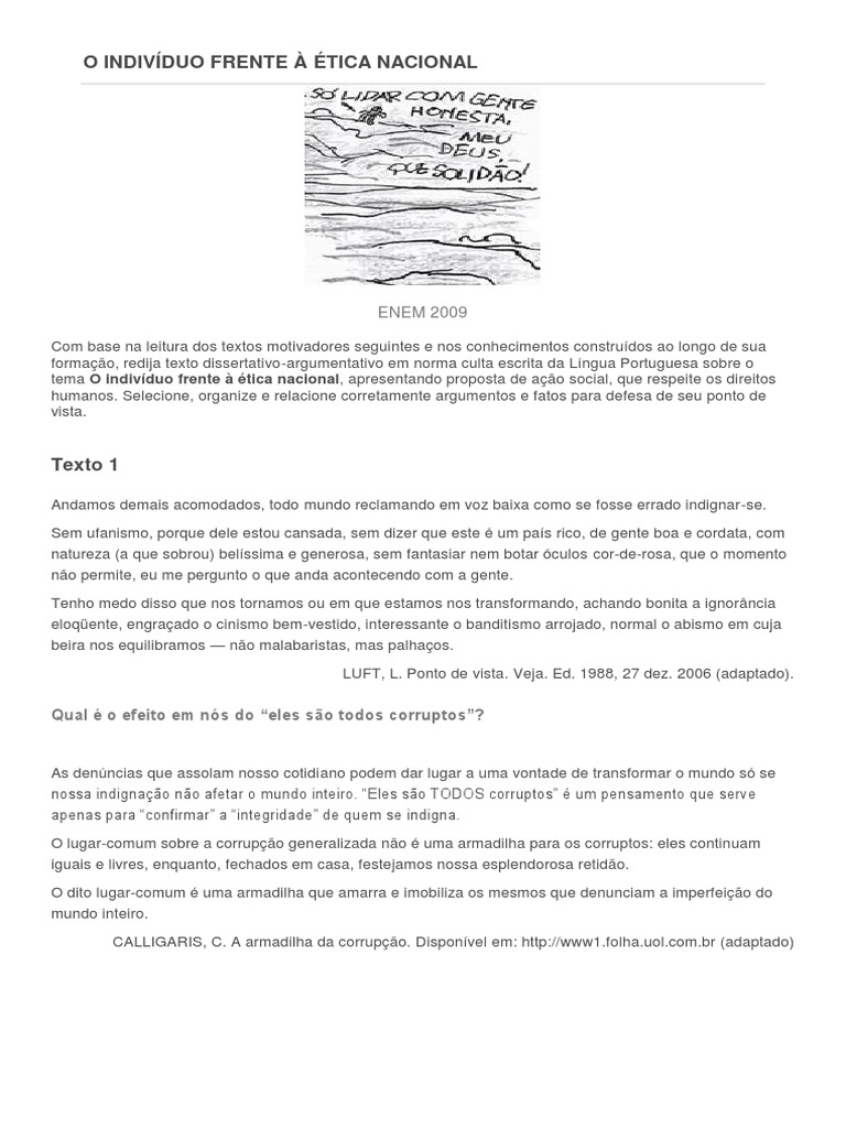 O Indivíduo Frente À Ética Nacional - Proposta de Redação | PDF
