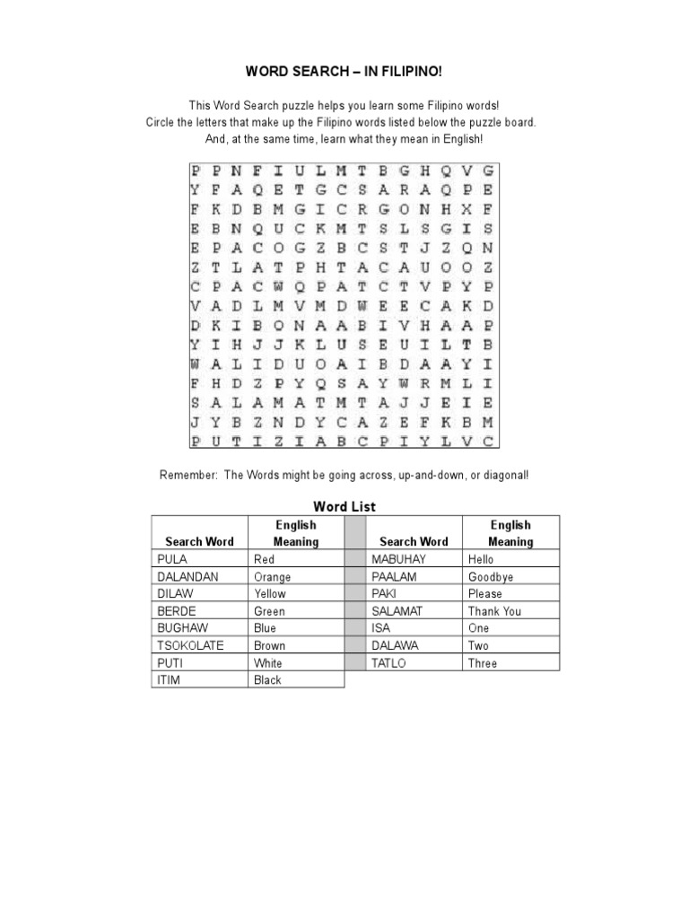 filipino word search pdf