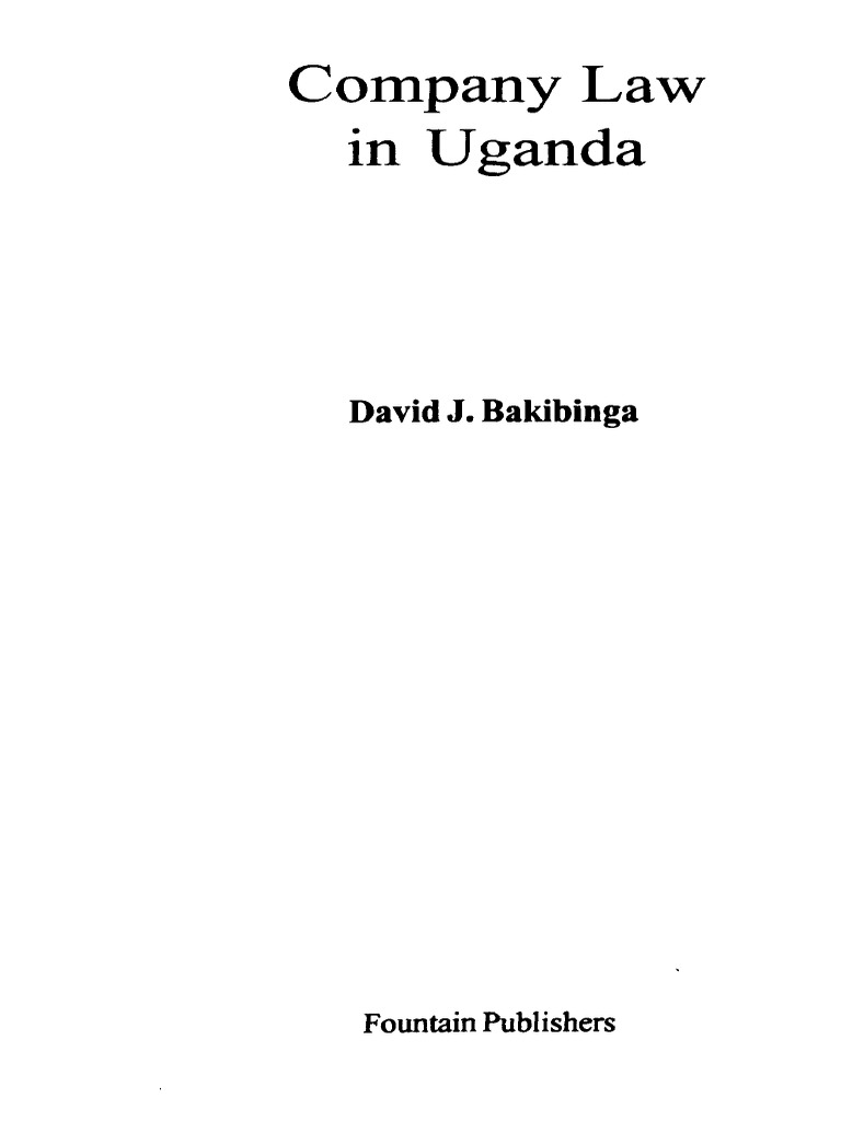 Company Law in Uganda David J. Bakibinga PDF Liquidation Legal