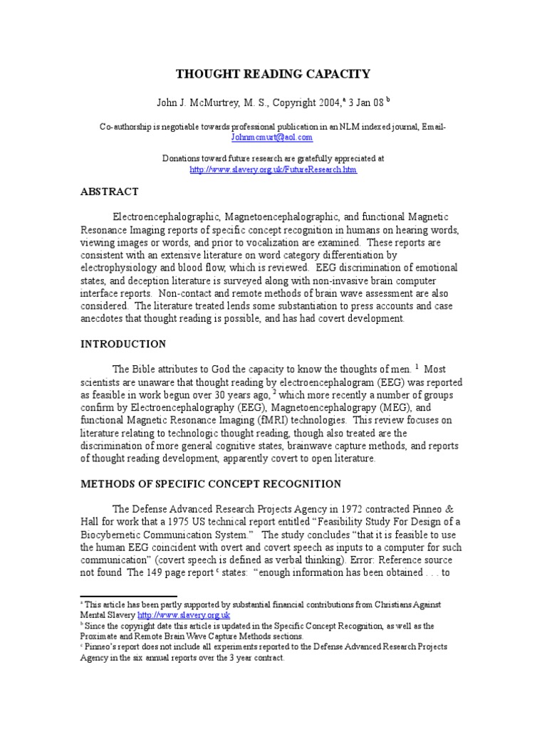 Thought Reading Capacity | PDF | Electroencephalography | Parietal Lobe