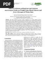 Effect of Solanum Aethiopicum and Solanum Macrocarpon Fruits On Weight Gain