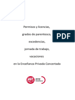 Permisos y Licencias, Grados de Parentesco, Excedencias, Jornada de Trabajo, Vacaciones en La Enseñanza Privada Concertada