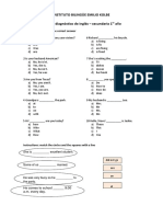 Examen Diagnostico de Ingles Secundaria