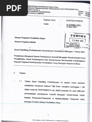 Pekeliling Bayaran Insentif Mengajar Kanak Kanak Cacat Pdf