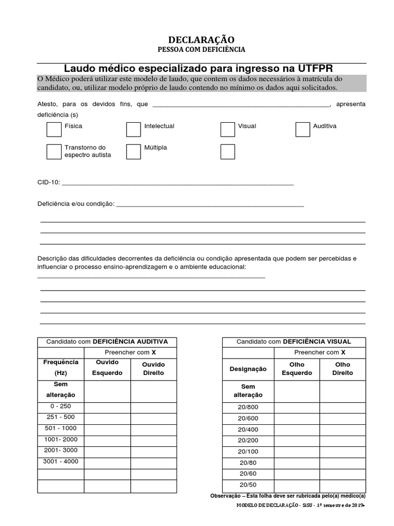 Modelo de Laudo Médico para PCD | PDF | Deficiência | Bem-estar
