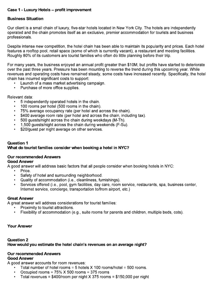 Strategy & Operations Business Analyst Program Interactive Case ...
