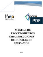 Manual de procedimientos para direcciones regionales del MEP CR
