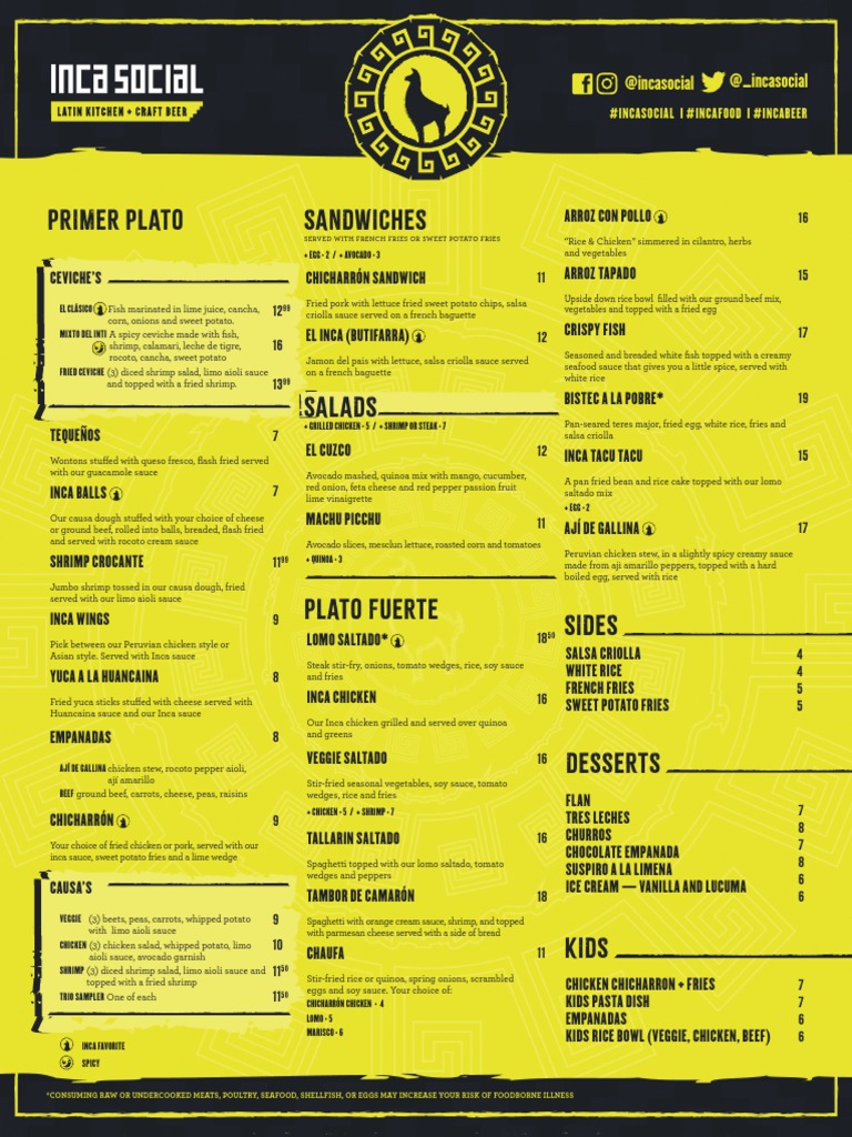Peruvian Cuisine Menu Highlights | PDF | Foods | Cuisine