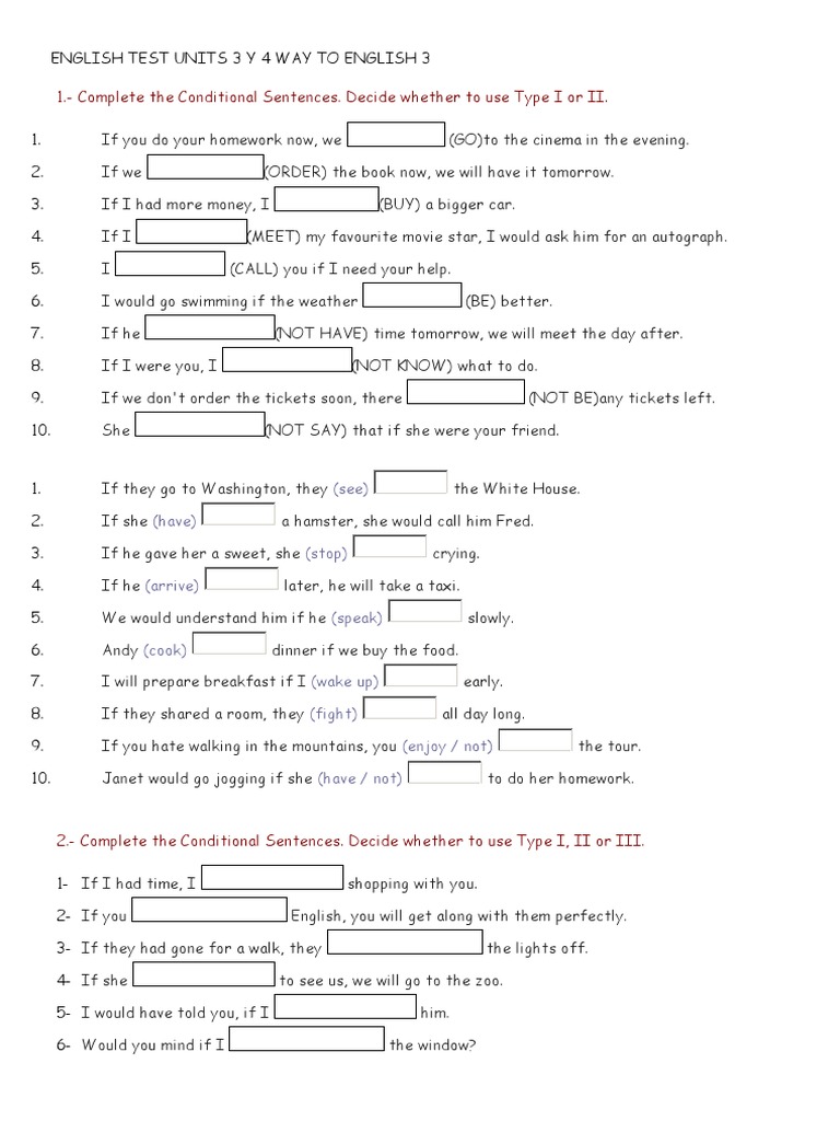 Conditional Sentences Practice Test | PDF | Nature