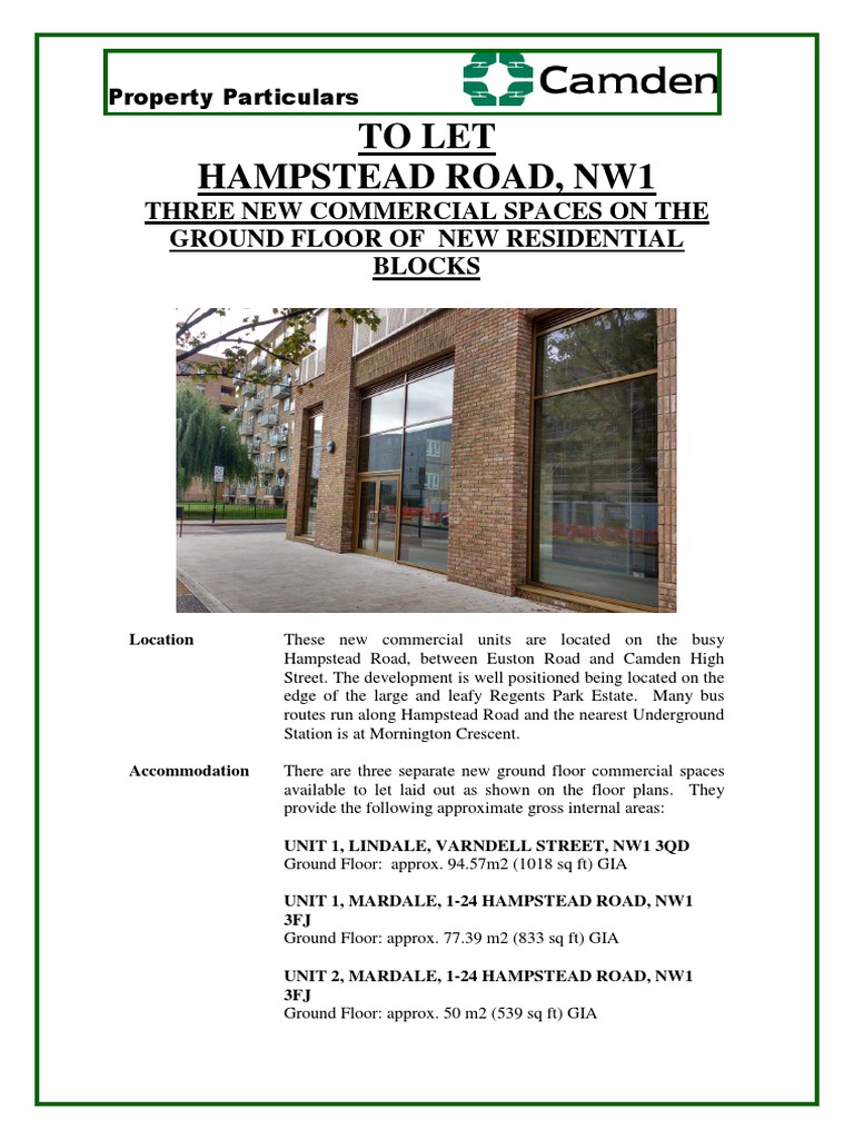 Property Particulars Hampstead Road Commercial Dec 2018 PDF Landlord Lease