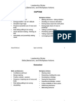 Leadership Styles Skills, Behaviors, and Workplace Actions: Captain