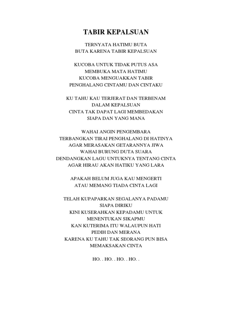 Roma Irama Tabir Kepalsuan