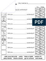 My Name Is - : Yesterday Yes/No Questions