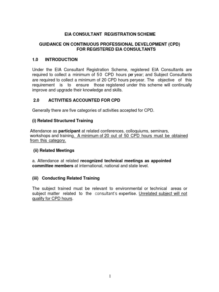 Guidance On Continous Professional Development (CPD) For Registered EIA ...