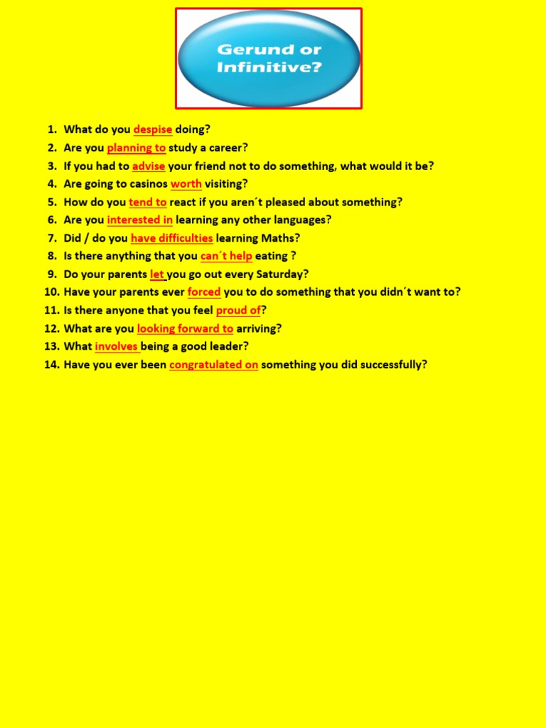 Gerunds and Infinitives in Speaking | PDF