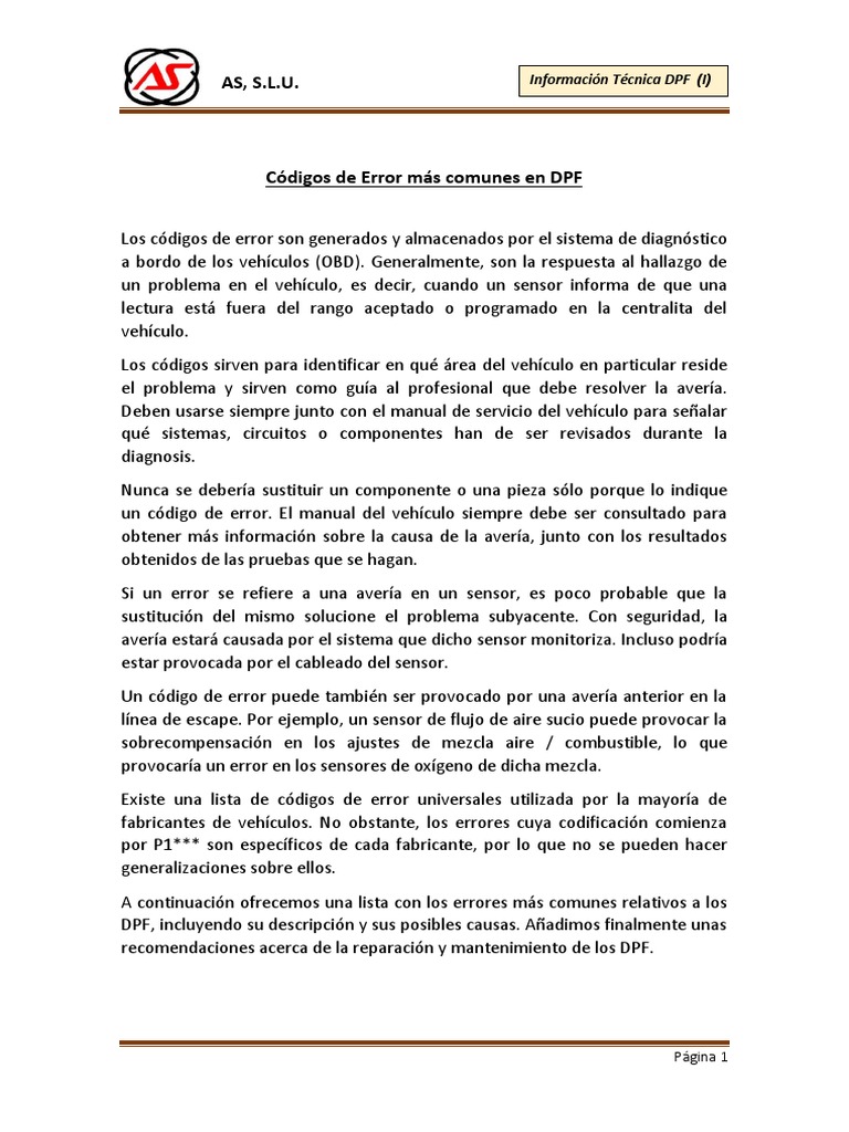 Codigos de Error PDF | PDF | Sensor | Energía y recursos