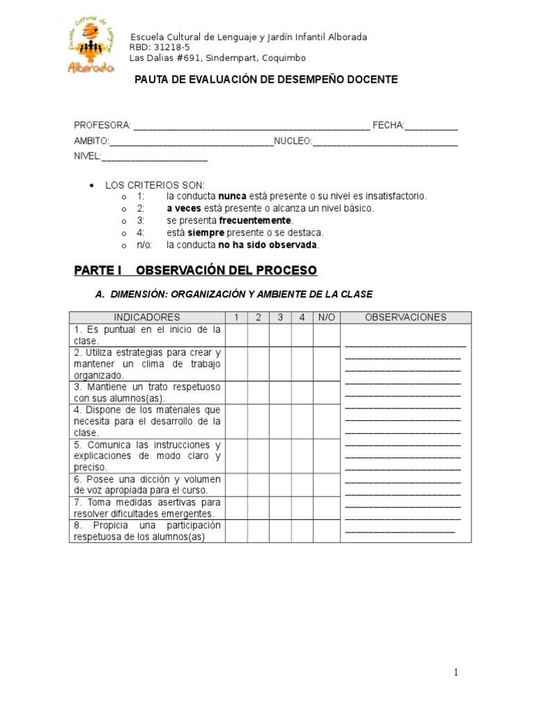Pauta de Evaluación Docente 2023 | PDF | Evaluación | Planificación