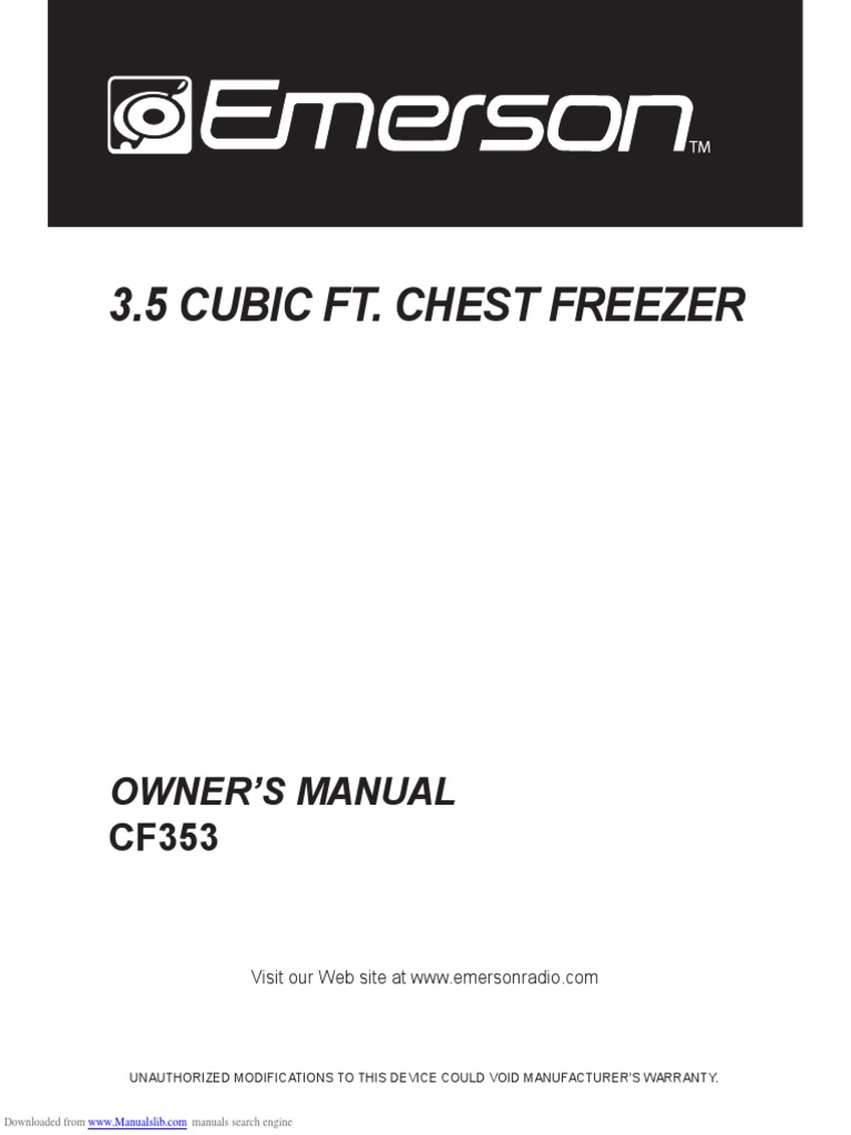 3.5 Cubic Ft. Chest Freezer Owner'S Manual PDF Refrigerator Ac