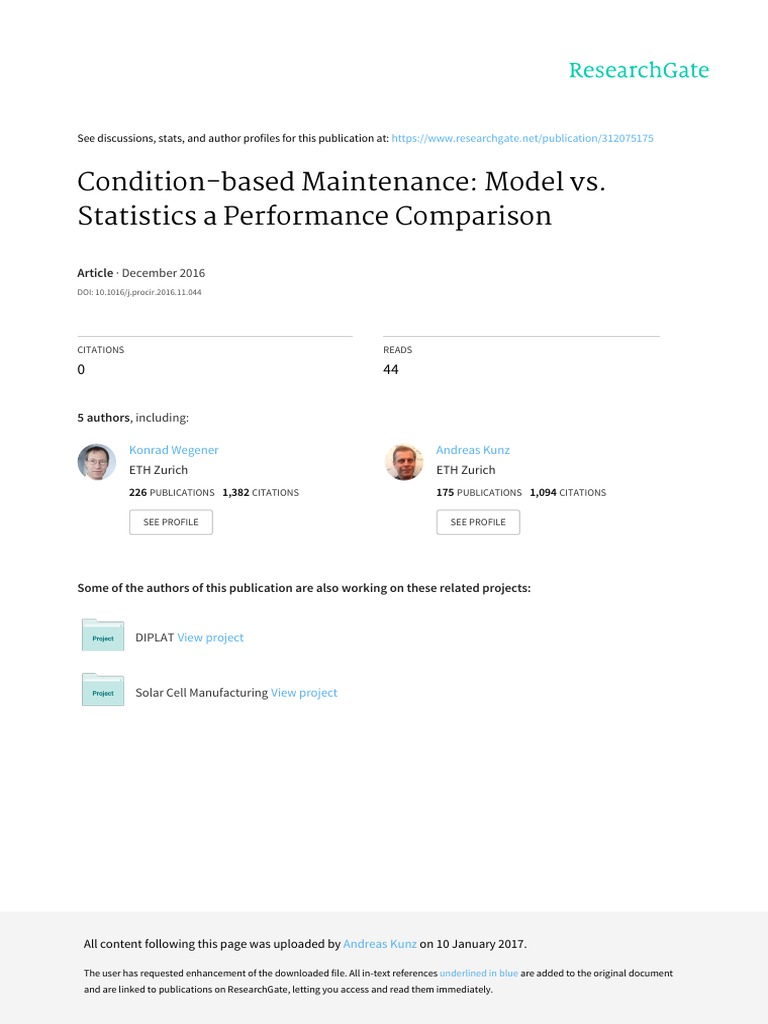 Condition-Based Maintenance: Model vs. Statistics A Performance ...