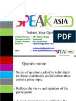 Speak Asia Online Sample Survey - Asia’s Largest Survey Group