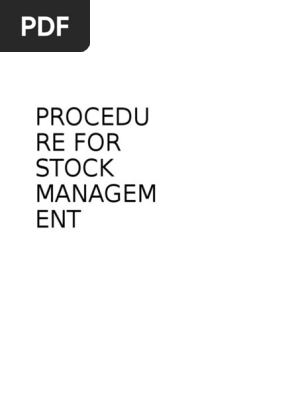Stock Management Policy