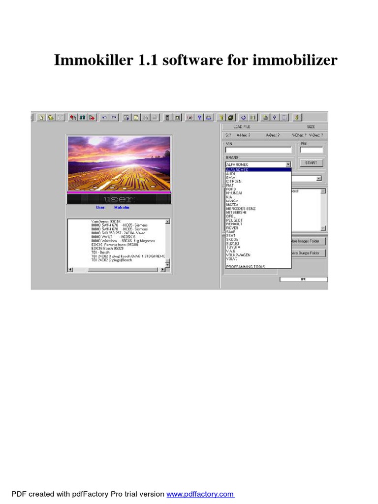 Immokiller 1.1 Software For Immobilizer PDF Created With Pdffactory