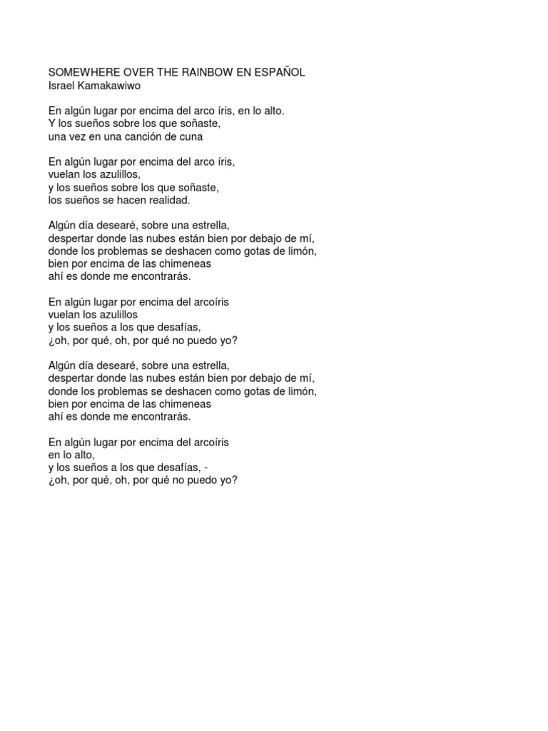 Somewhere Over The Rainbow Letra