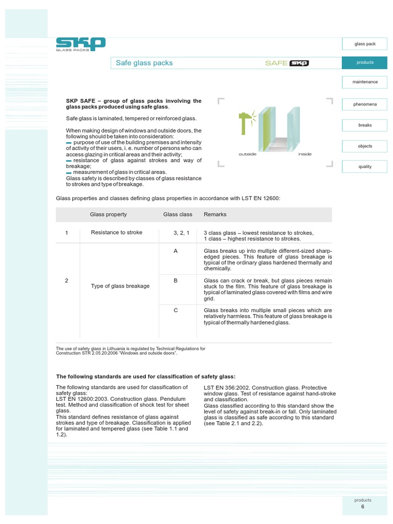 Glass Properties and Safety Classifications | PDF | Glasses | Glass ...