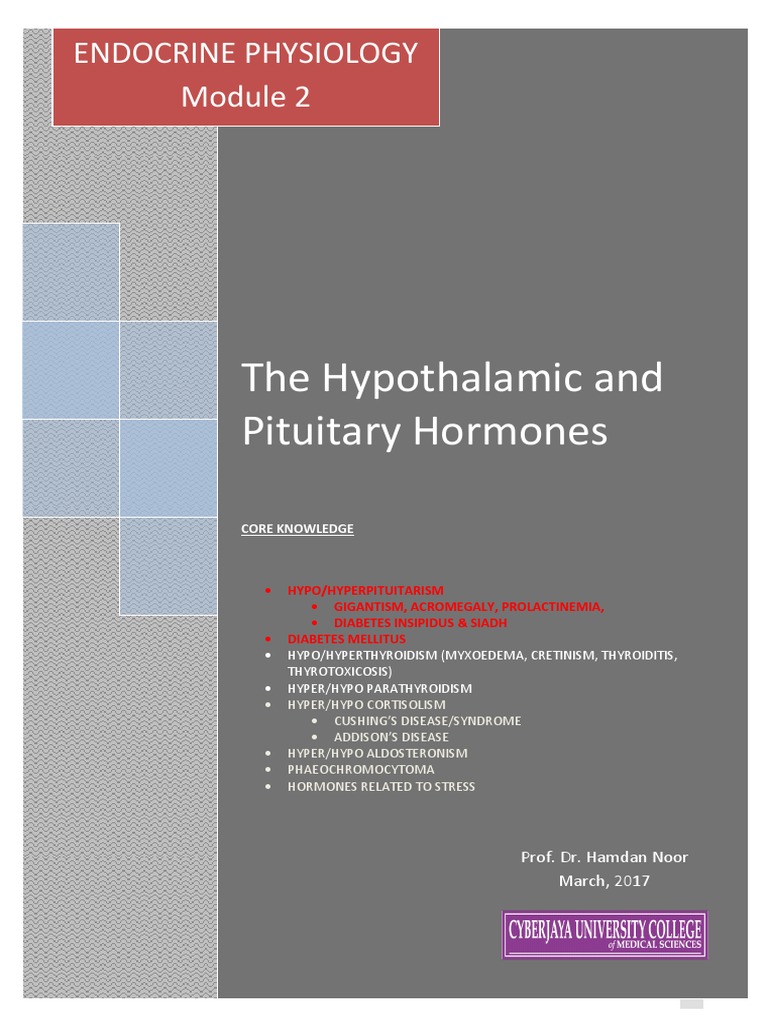 Hypothalamic and Pituitary Hormones Overview | PDF | Hypothalamus ...