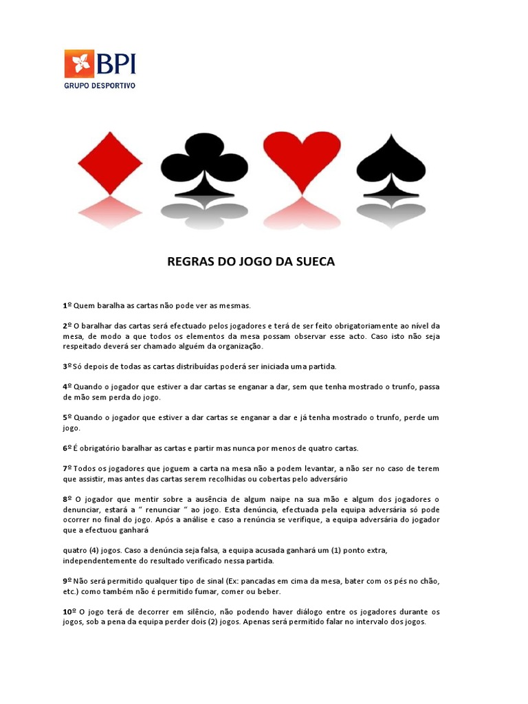 Regras Do Jogo Da Sueca Lazer