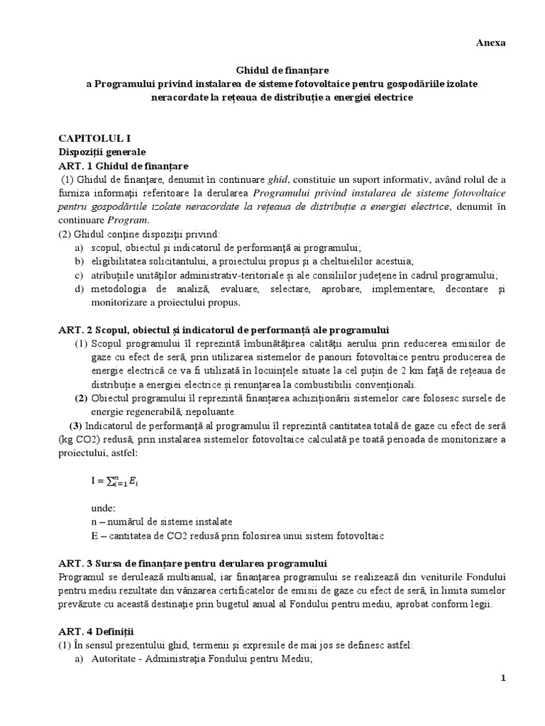 Anexa Ghid Panouri Fotovoltaice Pdf