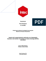 Impacto Del Comportamiento Matricular en El Desempeño Financiero Del INTEC (2014 2018)