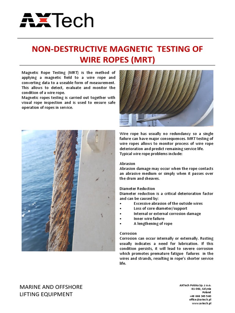 Non-Destructive Magnetic Testing of Wire Ropes (MRT) : Marine and ...