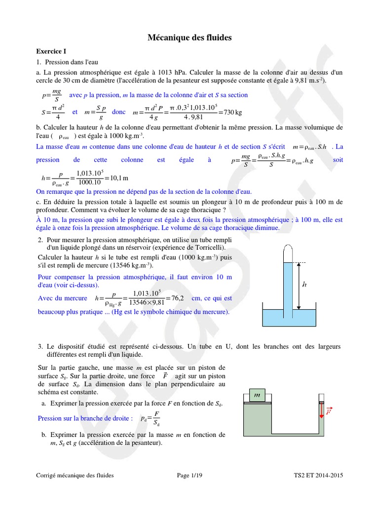 On Donne Le Schéma Simplifié De La Conduite D une Centrale Corrige Exo Me CA Flu 1415 | PDF | Écoulement laminaire | Pression