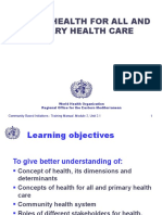 Health, Health For All and Primary Health Care: World Health Organization Regional Office For The Eastern Mediterranean