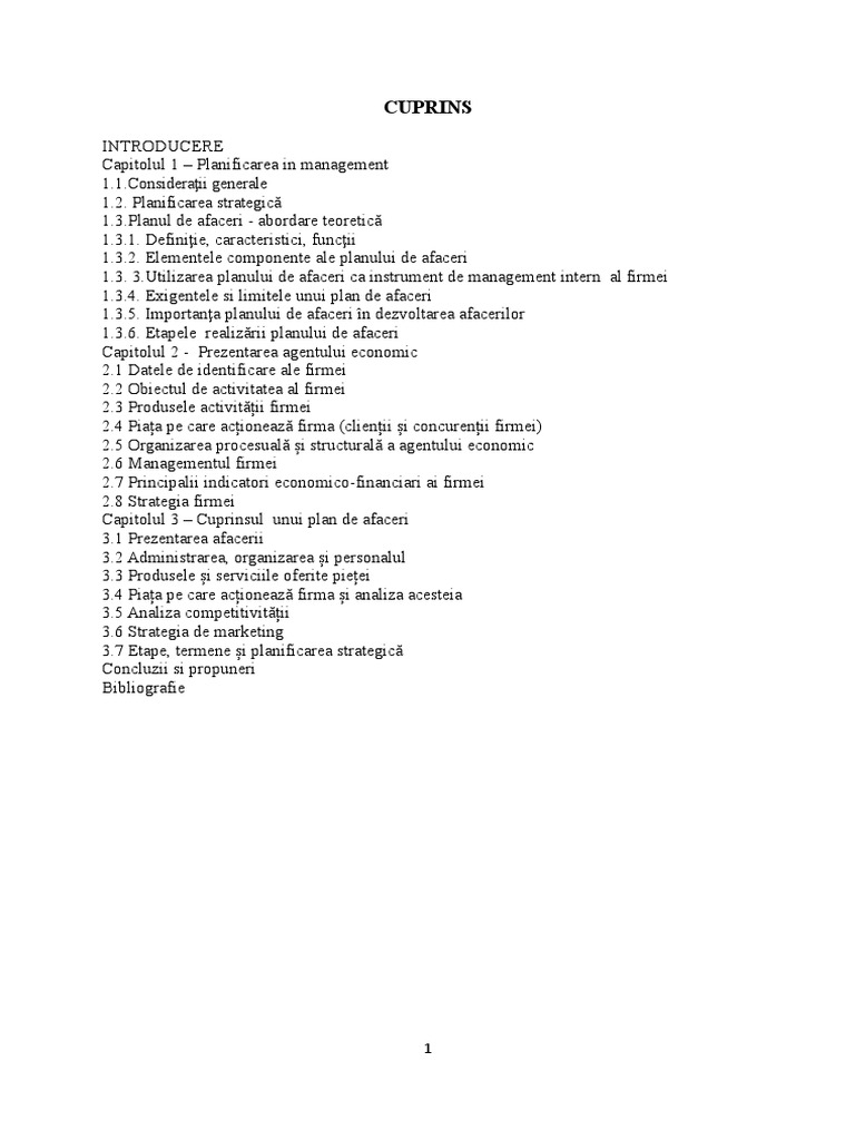 Elaborarea Un Plan de Afaceri Pentru Implementarea Unui Proiect Complex ...