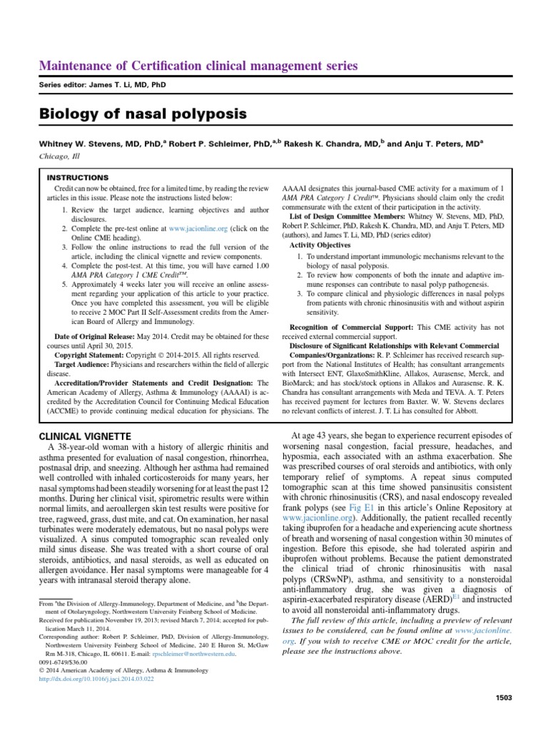 Biology of Nasal Polyposis | PDF | Inflammation | Immune System