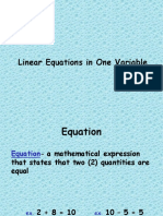 Solving Linear Equations in One Variable